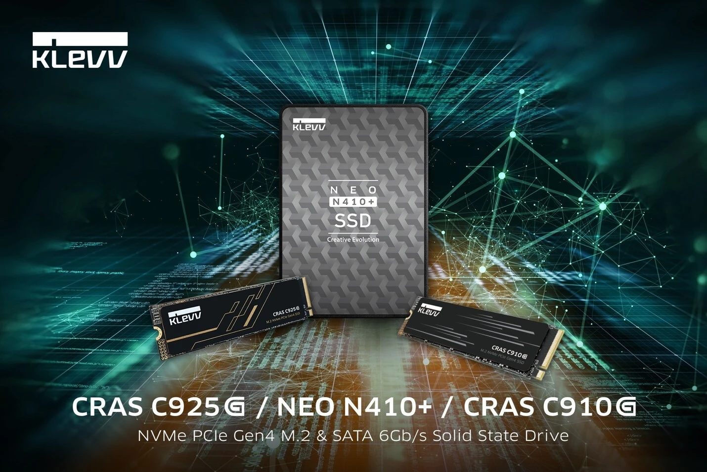 KLEVV LAUNCHES ENHANCED SSD LINEUP: CRAS C925G, CRAS C910G NVME SSDS, AND NEO N410+ SATA SSD