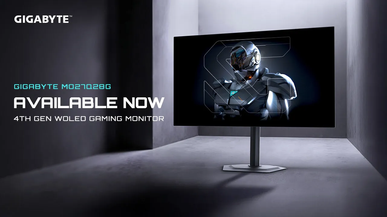 GIGABYTE Announces Availability of 27" QHD 280Hz WOLED Gaming Monitor MO27Q28G with 4-Sided Borderless Design