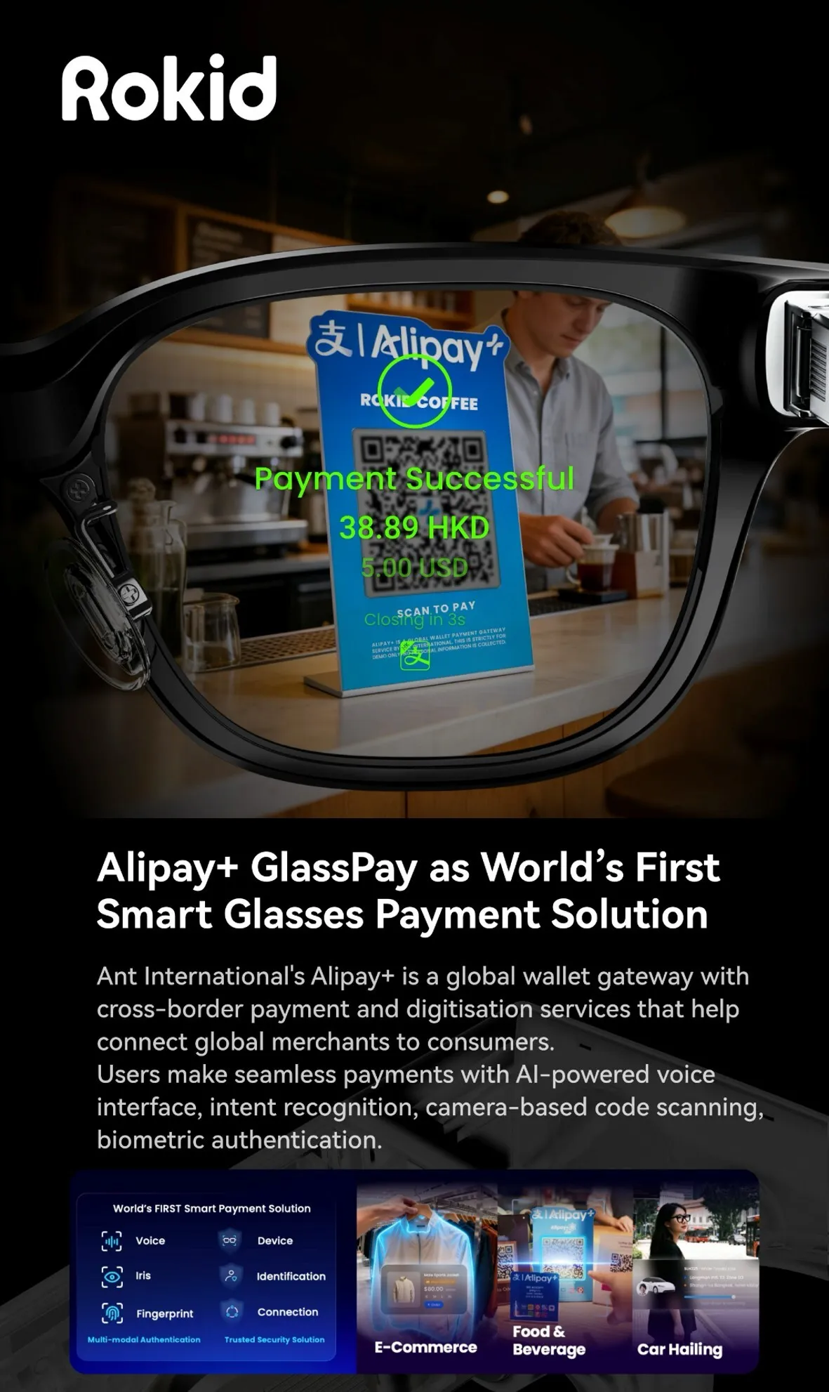 Rokid and Ant International Announce Integration of Smart Glasses Payment Capability