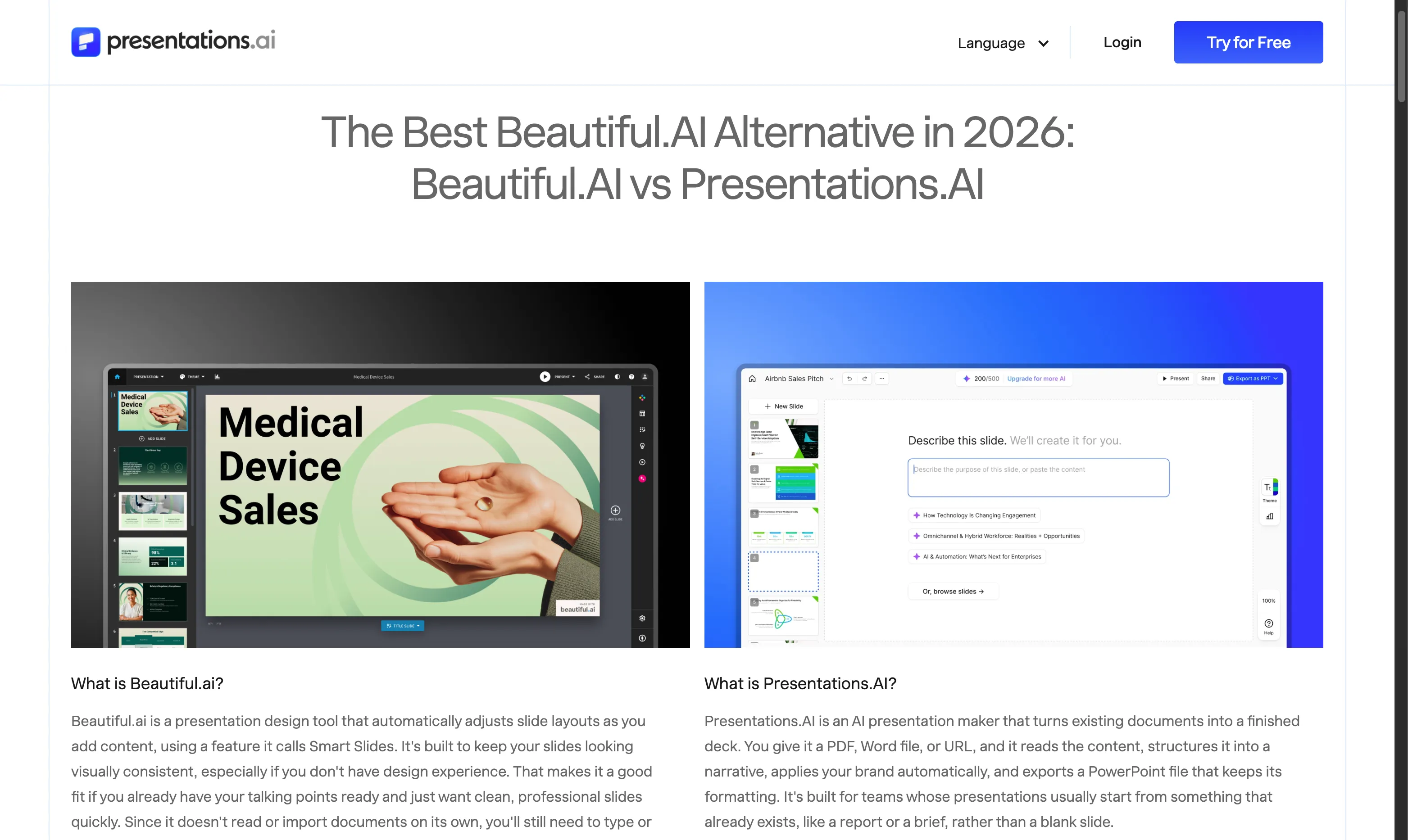 Presentations.AI Offers a Beautiful.ai Alternative in 2026 for Turning Documents and URLs Into Branded, Editable PowerPoint Presentations With AI