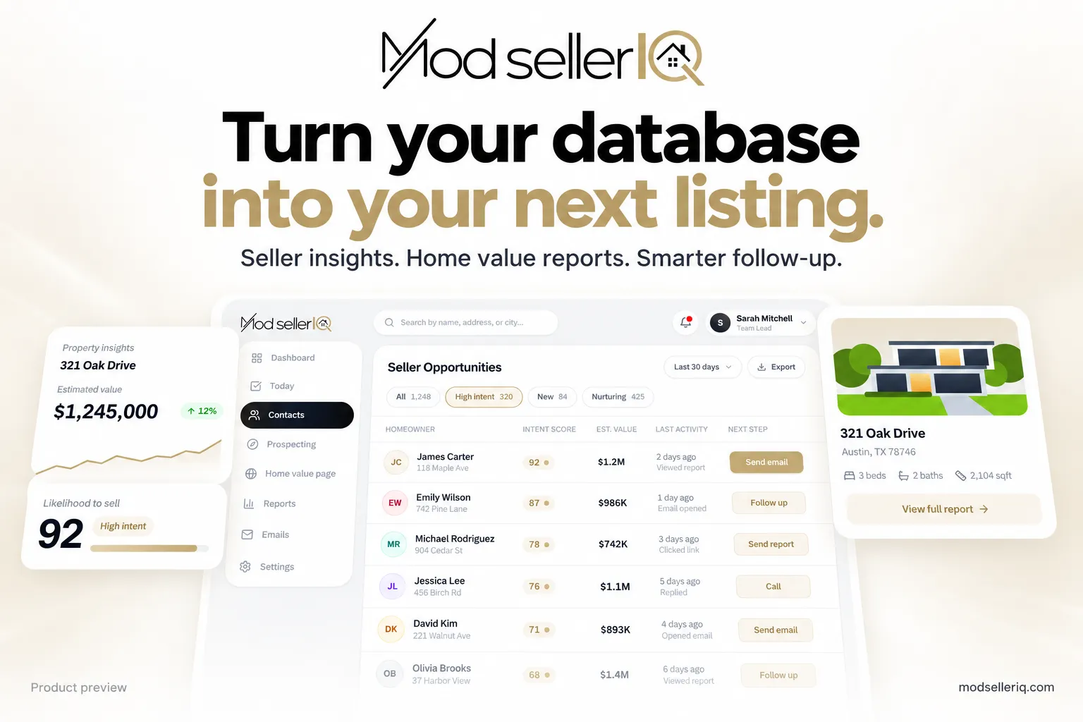 Mod AI Launches Mod Seller IQ to Help Real Estate Professionals Turn Their Database Into Seller Conversations